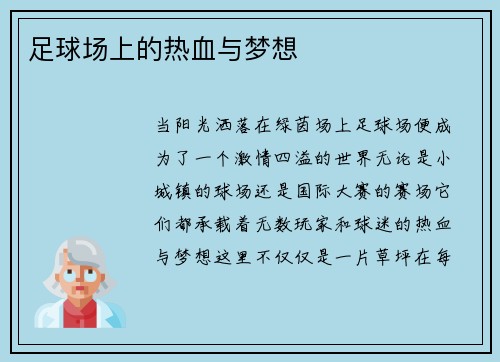 足球场上的热血与梦想